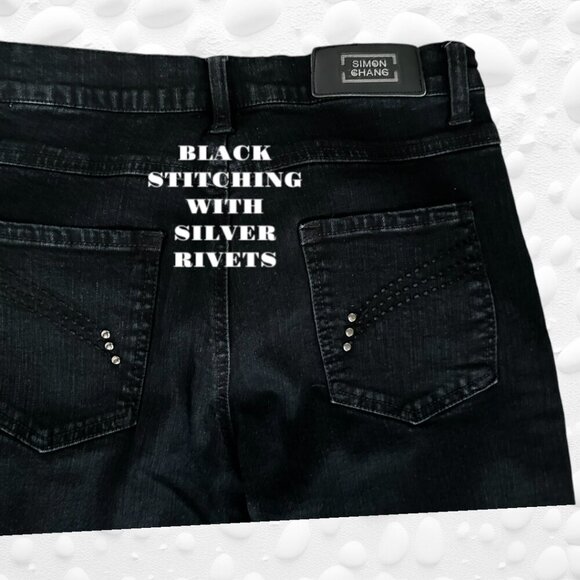 SIMON CHANG BLACK DENIM JEANS - SIZE 8 - Picture 6 of 8